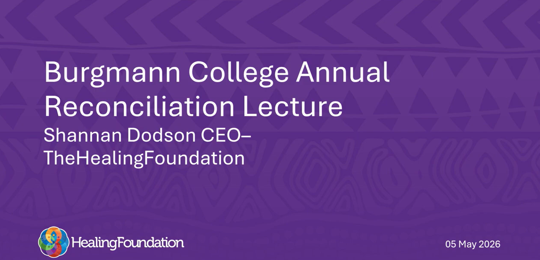 Burgmann College Annual Reconciliation Lecture 2026