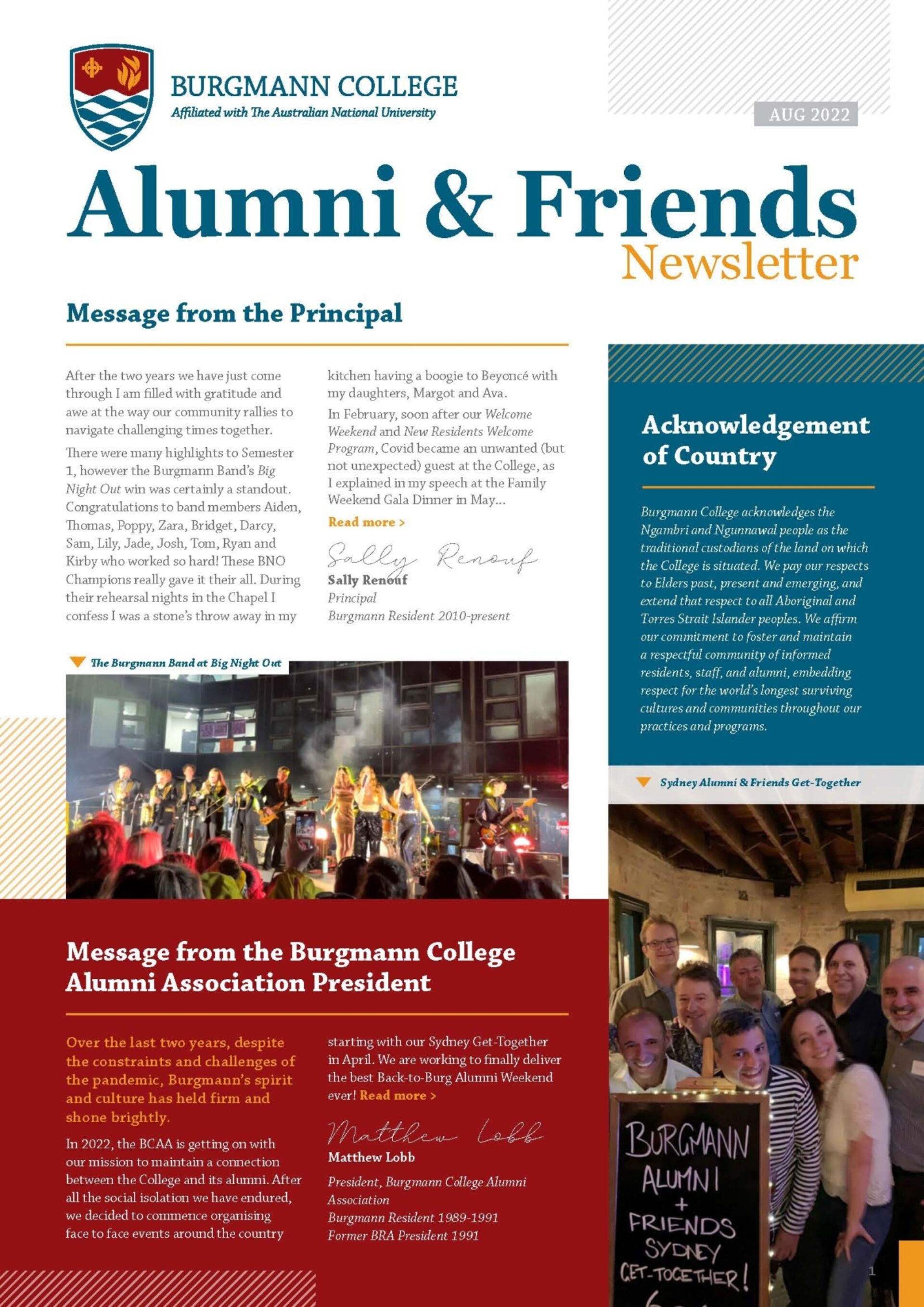 Aug spring 2022 alumni newsletter front page