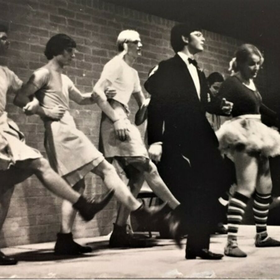 A rowdy dance routine c 1972 just before the stage collapsed under the weight the one in the middle with the blond pigtails is pete garrett 002 0