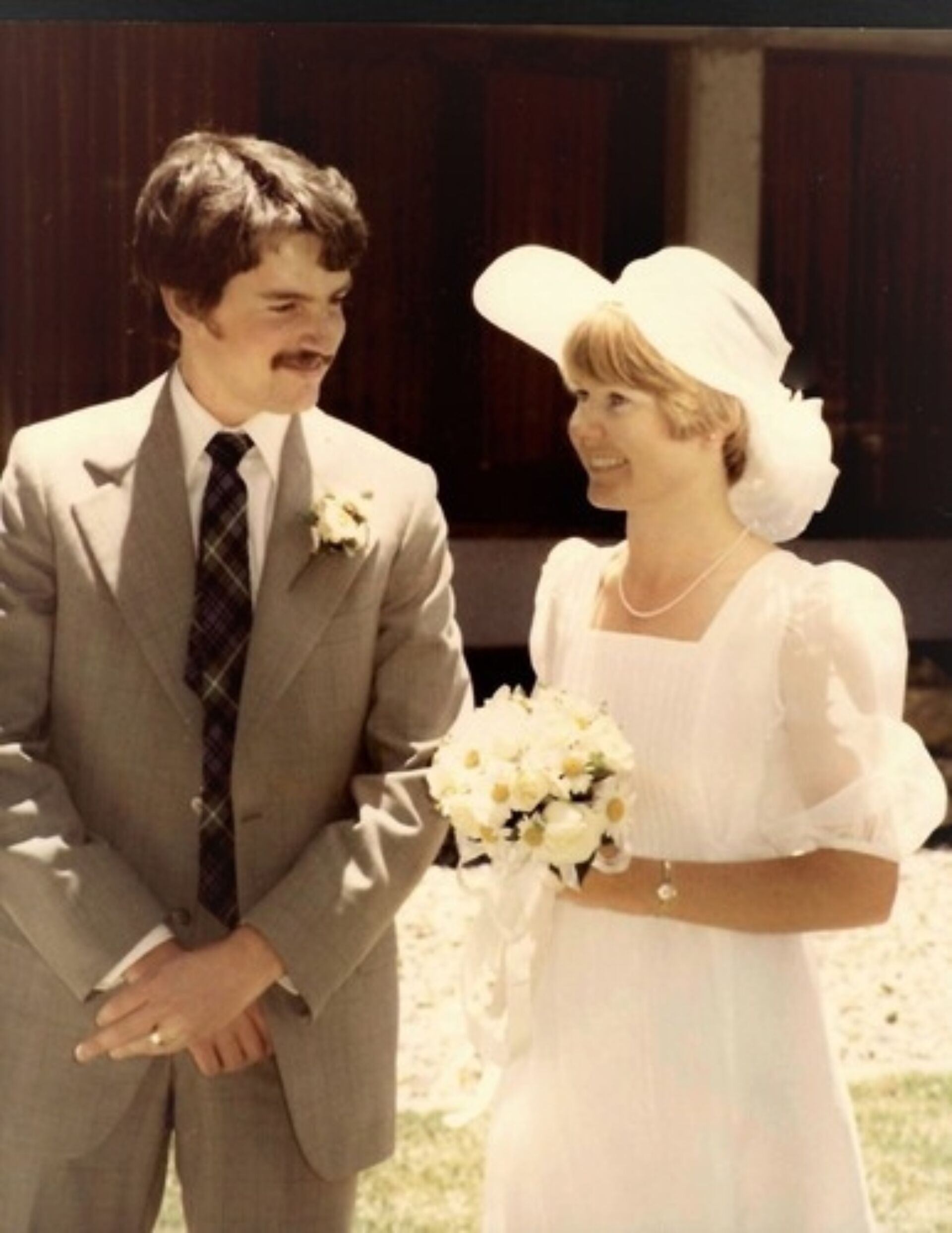 Robin Brown and Jill Mc Spedden Wedding 4 12 76 at Burgmann College Front Lawn Then 1 2 1