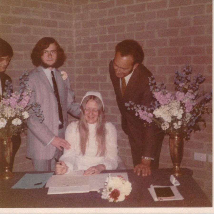 Edna Dundas Photo 3 Signing wedding cert Minister Ahern Best Man Michael Cosgrove