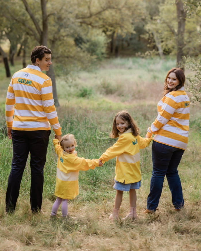 Sally Renouf with husband Brodie Buckland and their two daughters.