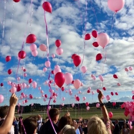 Releasing balloons in memory of Harriet